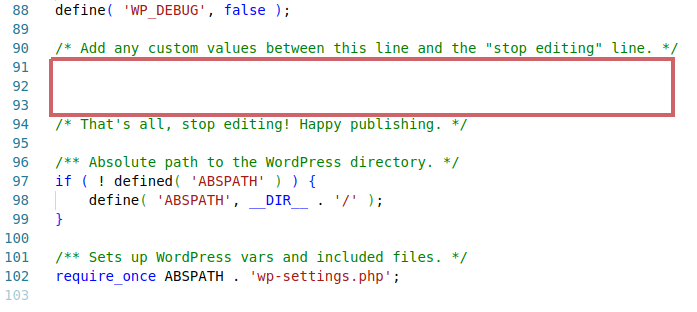 Add code to the wp-config.php file