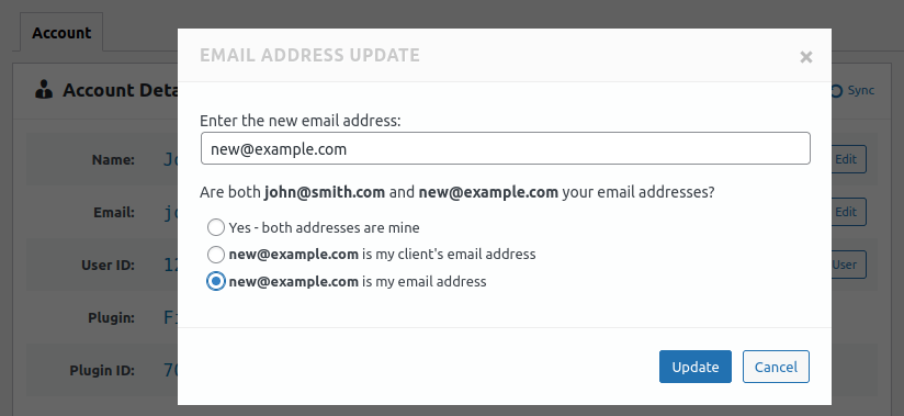 FiboSearch: enter the new email address