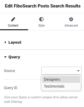 Elementor custom post type FiboSearch widget